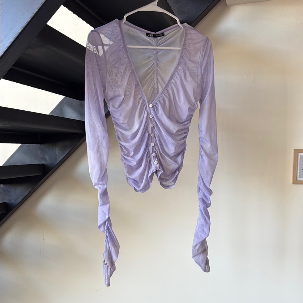 Lavender Ruched Long Sleeve Top